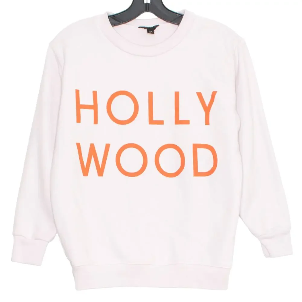 J Crew Womens Sweatshirt Hollywood Spell Out Pullover Crewneck Pink XS ER